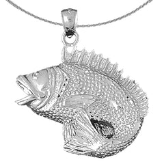 Sterling Silver Bass Pendant (Rhodium or Yellow Gold-plated)