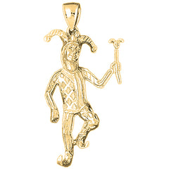 Yellow Gold-plated Silver Clown, Jester Pendant