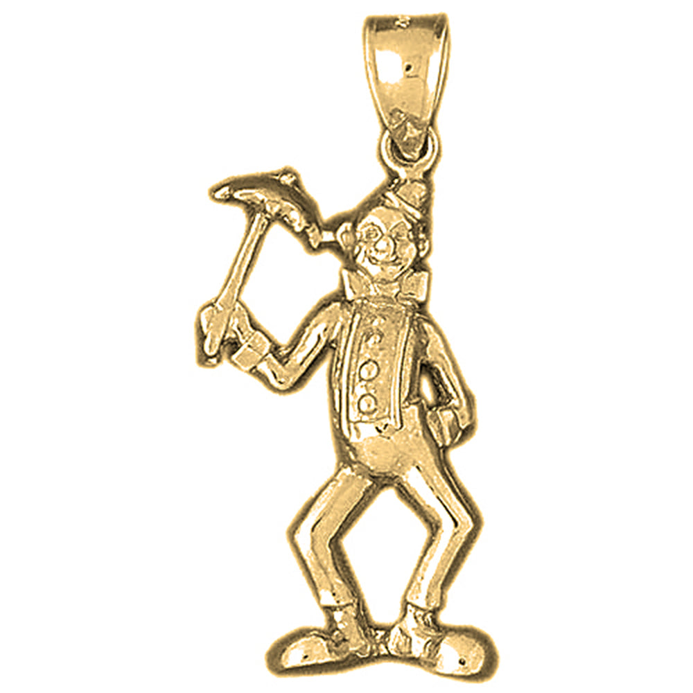 Yellow Gold-plated Silver Clown Pendant