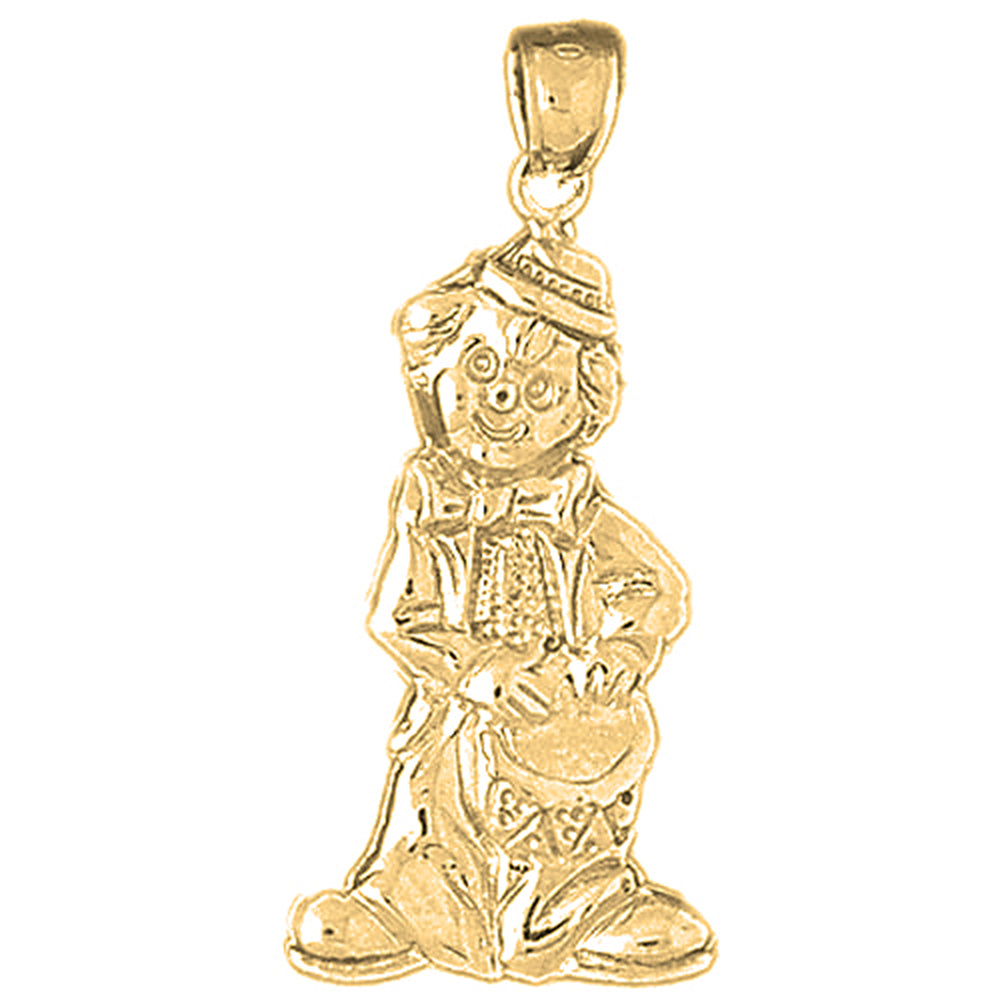 Yellow Gold-plated Silver Clown Pendant