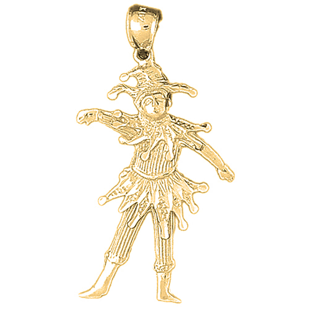 Yellow Gold-plated Silver Clown, Jester Pendant