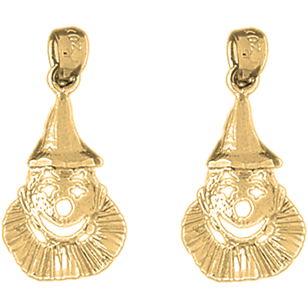 14K or 18K Gold 25mm Clown Earrings