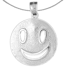 Sterling Silver Happy Face Pendant (Rhodium or Yellow Gold-plated)