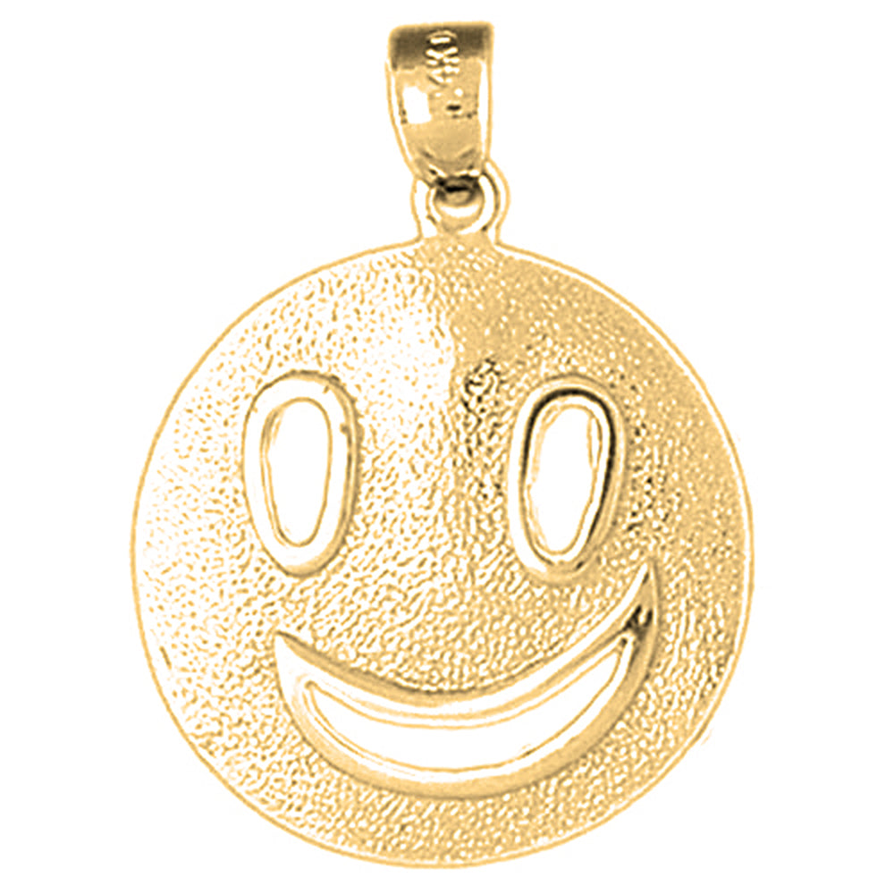 Yellow Gold-plated Silver Happy Face Pendant