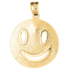 Yellow Gold-plated Silver Happy Face Pendant