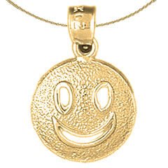 Sterling Silver Happy Face Pendant (Rhodium or Yellow Gold-plated)