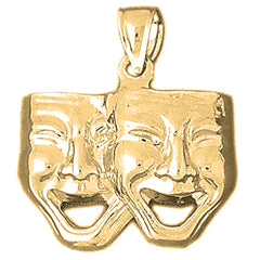 Yellow Gold-plated Silver Drama Mask, Laugh Now, Cry Later Pendant