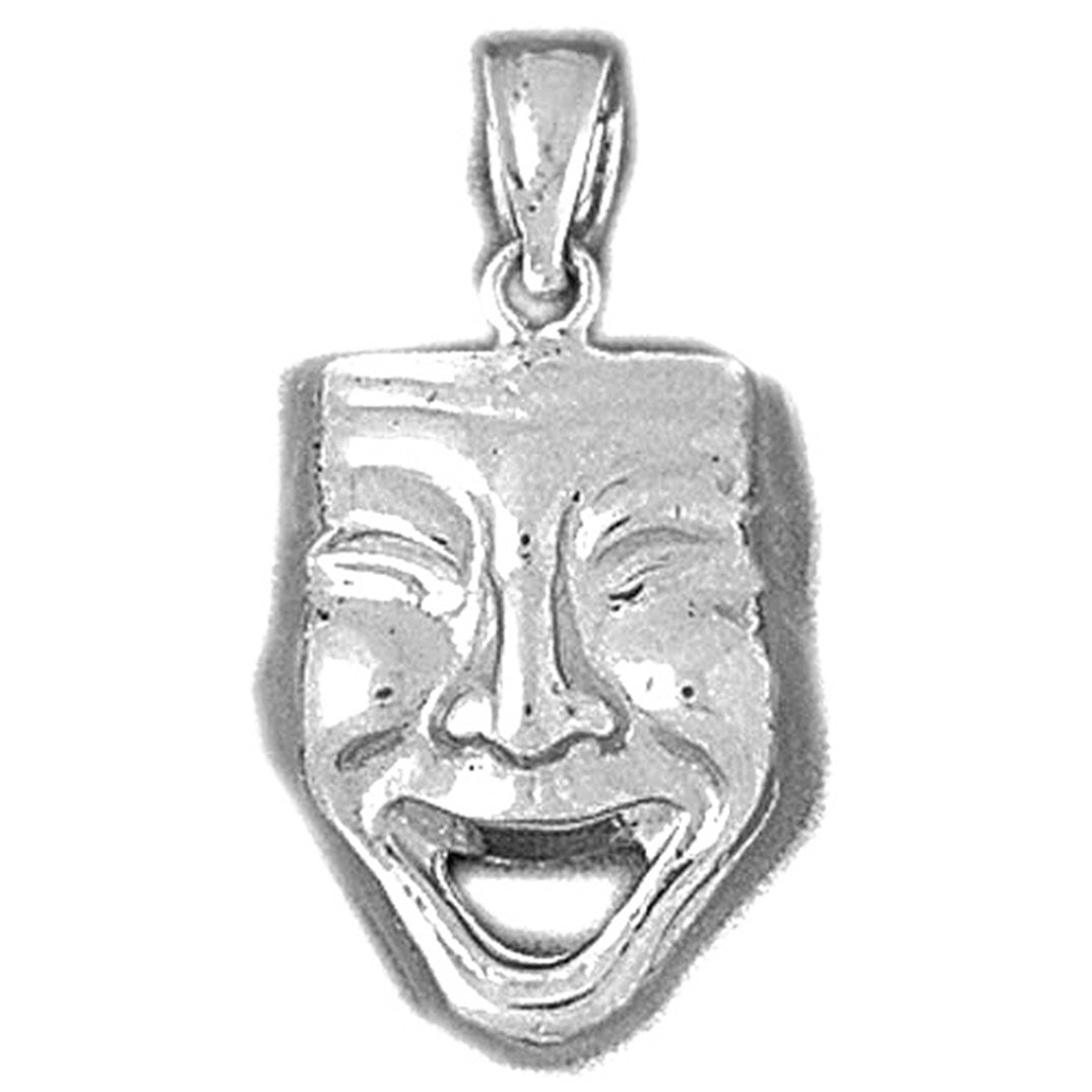 Sterling Silver Drama Mask, Laugh Now Pendant