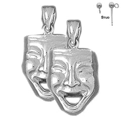 14K or 18K Gold Drama Mask, Laugh Now Earrings