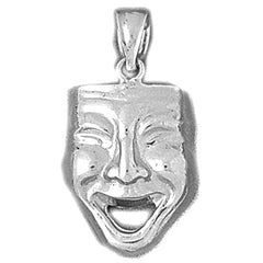 Sterling Silver Drama Mask, Laugh Now Pendant