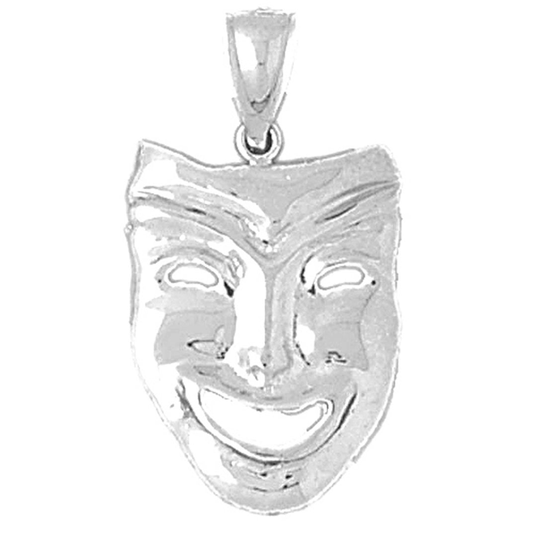 Sterling Silver Drama Mask, Laugh Now Pendant