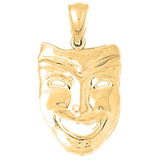 10K, 14K or 18K Gold Drama Mask, Laugh Now Pendant
