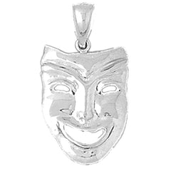 Sterling Silver Drama Mask, Laugh Now Pendant