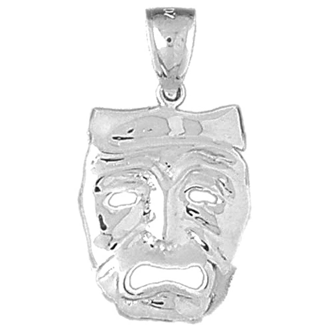 Sterling Silver Drama Mask, Cry Later Pendant