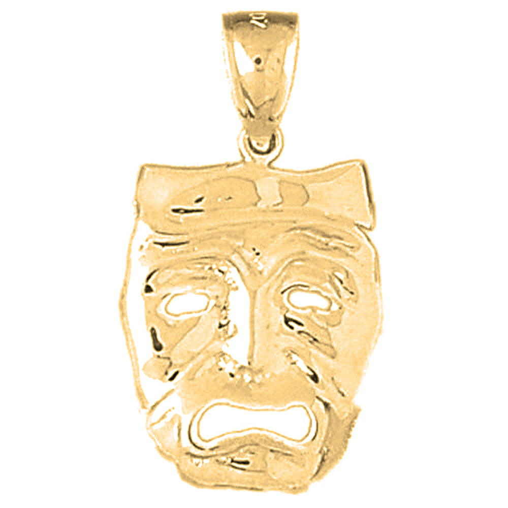 Yellow Gold-plated Silver Drama Mask, Cry Later Pendant