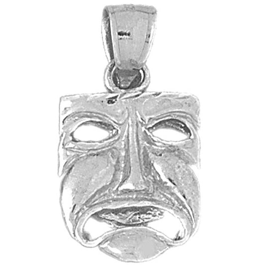 Sterling Silver 3D Drama Mask, Cry Later Pendant