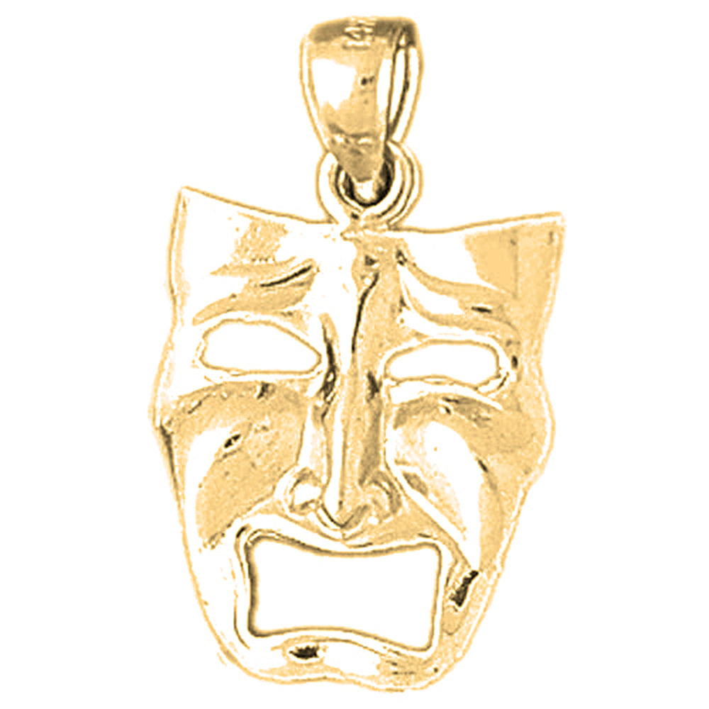 Yellow Gold-plated Silver Drama Mask, Cry Later Pendant