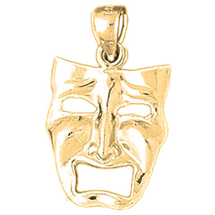 Yellow Gold-plated Silver Drama Mask, Cry Later Pendant