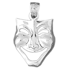 Sterling Silver Drama Mask, Laugh Now Pendant