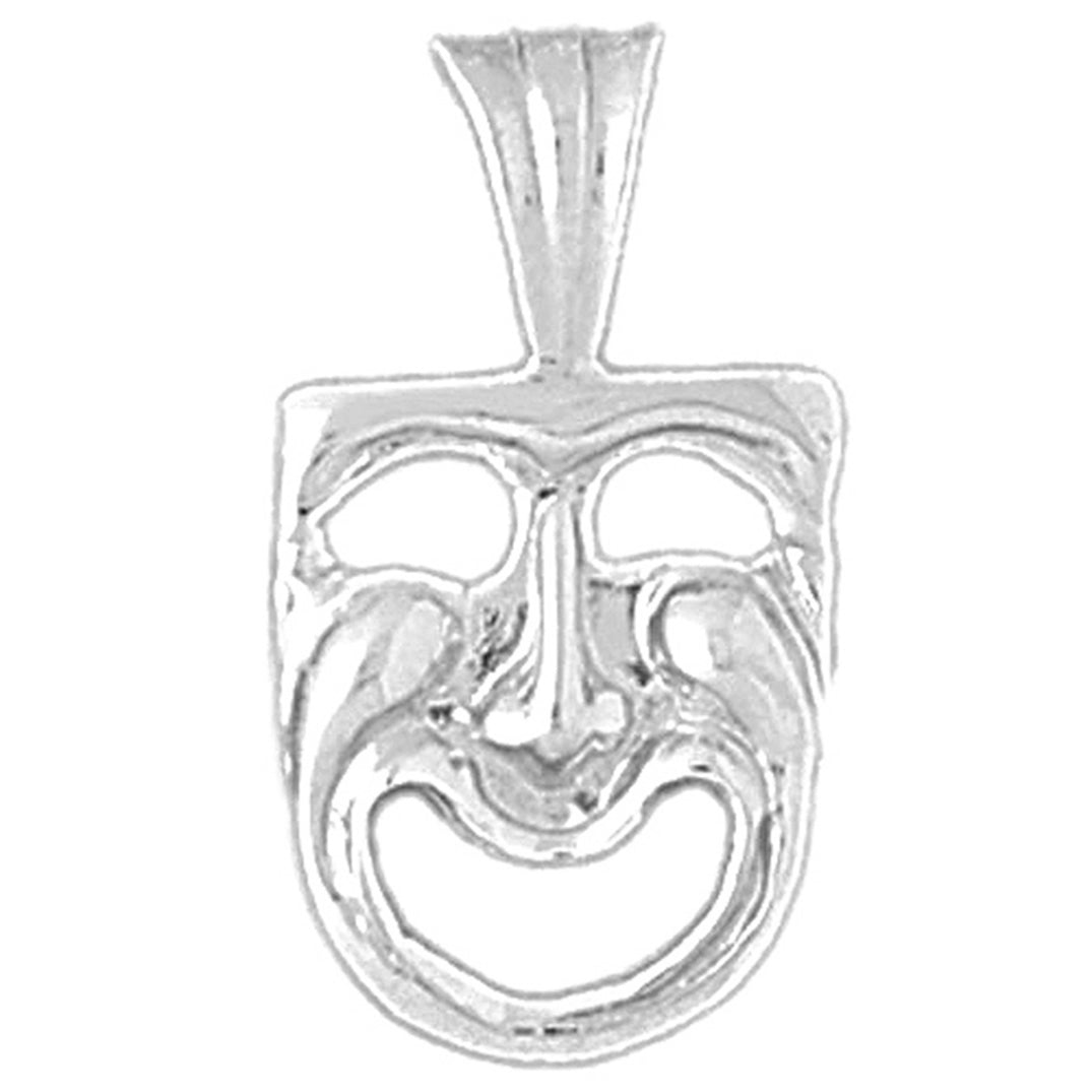 Sterling Silver Drama Mask, Laugh Now Pendant