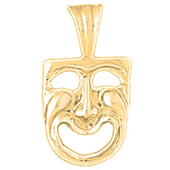 Yellow Gold-plated Silver Drama Mask, Laugh Now Pendant