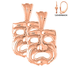 14K or 18K Gold Drama Mask, Cry Later Earrings