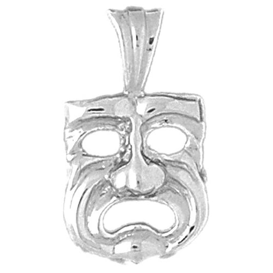 Sterling Silver Drama Mask, Cry Later Pendant