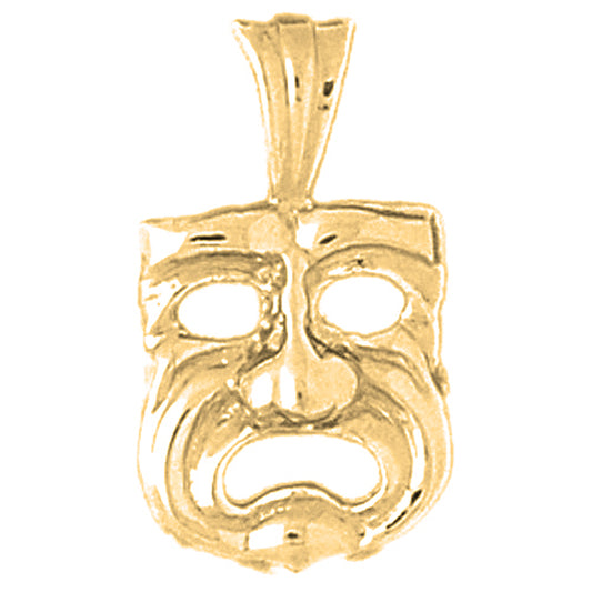 Yellow Gold-plated Silver Drama Mask, Cry Later Pendant