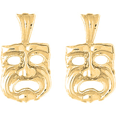 14K or 18K Gold 23mm Drama Mask, Cry Later Earrings