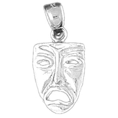 Sterling Silver 3D Drama Mask, Cry Later Pendant