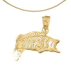 Sterling Silver Bass Pendant (Rhodium or Yellow Gold-plated)