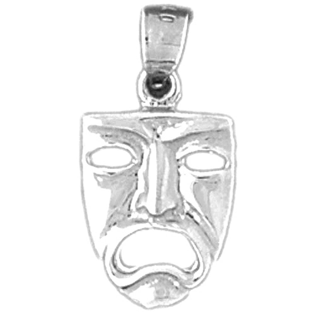 Sterling Silver Drama Mask, Cry Later Pendant