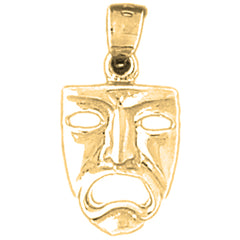 Yellow Gold-plated Silver Drama Mask, Cry Later Pendant