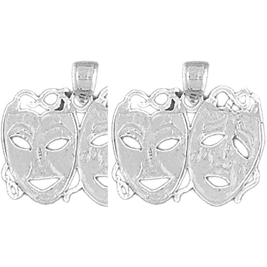 14K or 18K Gold 19mm Drama Mask, Laugh Now, Cry Later Earrings