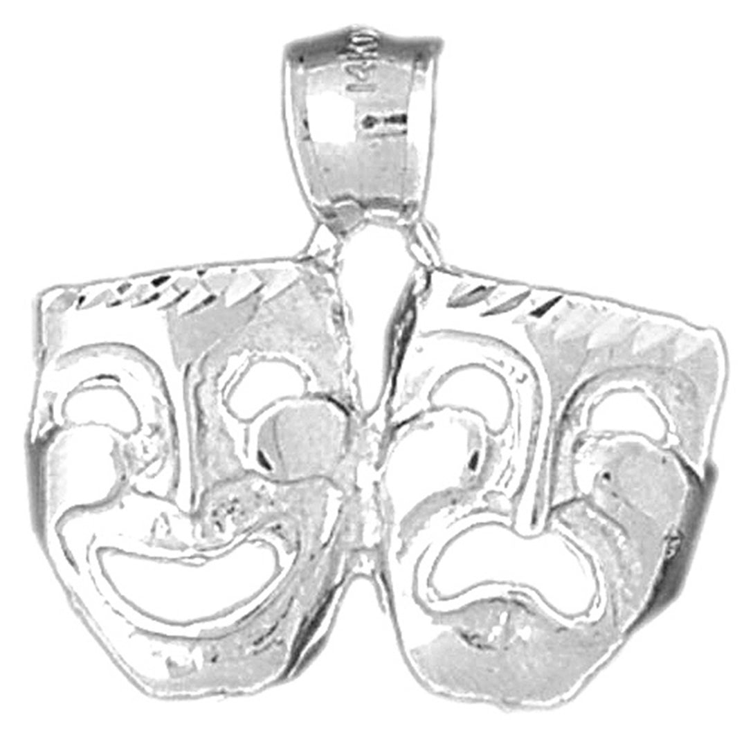 Sterling Silver Drama Mask, Laugh Now, Cry Later Pendant