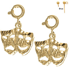 14K or 18K Gold Drama Mask, Laugh Now, Cry Later Earrings