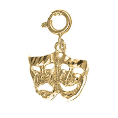 Yellow Gold-plated Silver Drama Mask, Laugh Now, Cry Later Pendant