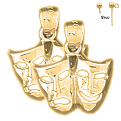 14K or 18K Gold Drama Mask, Laugh Now, Cry Later Earrings