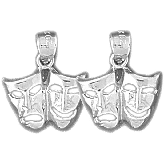 Sterling Silver 16mm Drama Mask, Laugh Now, Cry Later Earrings