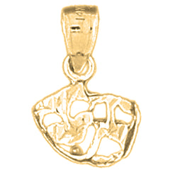 Yellow Gold-plated Silver Drama Mask, Laugh Now, Cry Later Pendant