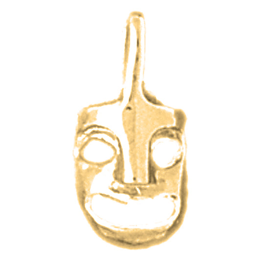 Yellow Gold-plated Silver Drama Mask, Laugh Now Pendant