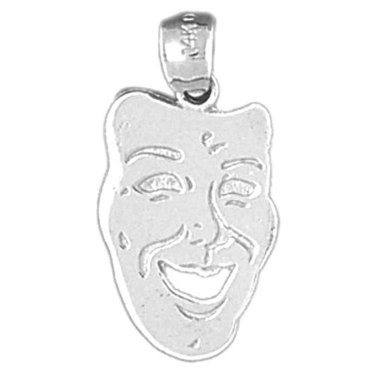 Sterling Silver Drama Mask, Laugh Now Pendant