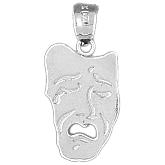 Sterling Silver Drama Mask, Cry Later Pendant