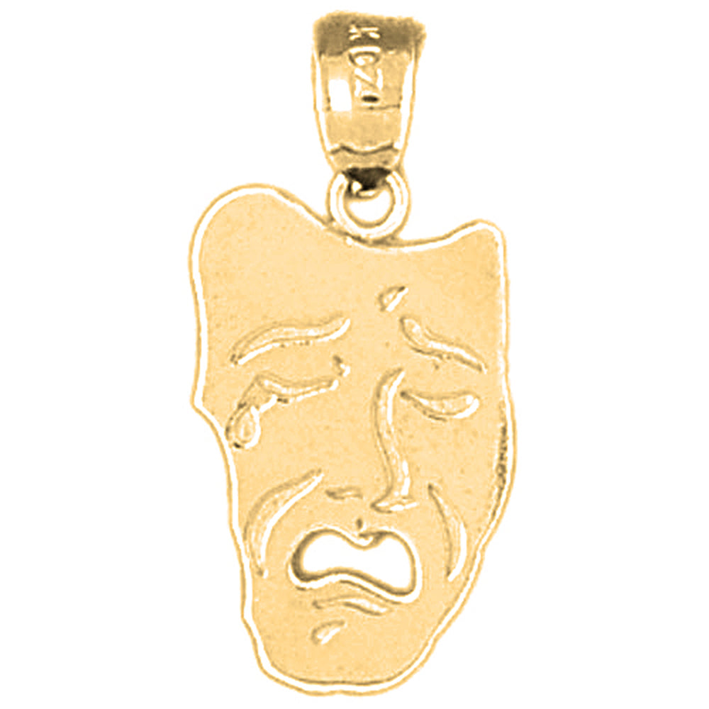 Yellow Gold-plated Silver Drama Mask, Cry Later Pendant