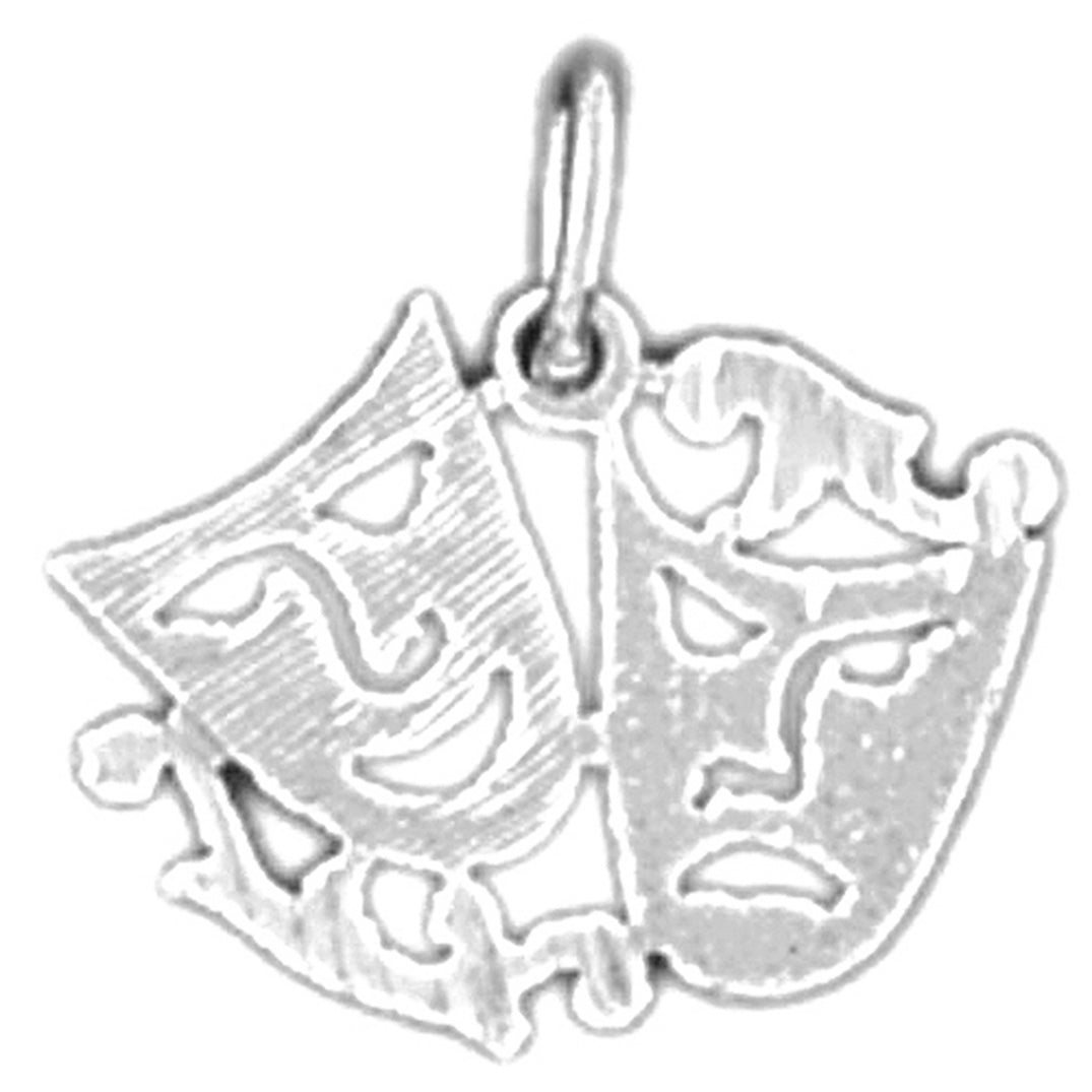 Sterling Silver Drama Mask, Laugh Now, Cry Later Pendant