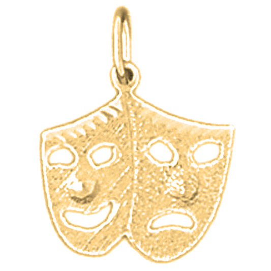 Yellow Gold-plated Silver Drama Mask, Laugh Now, Cry Later Pendant