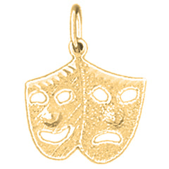 Yellow Gold-plated Silver Drama Mask, Laugh Now, Cry Later Pendant