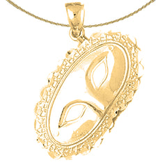 Sterling Silver Mascarade Mask Pendant (Rhodium or Yellow Gold-plated)