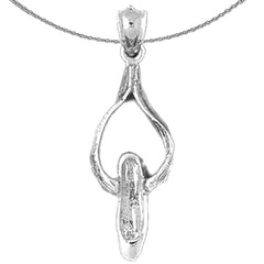 Sterling Silver Ballerina Shoe Pendant (Rhodium or Yellow Gold-plated)
