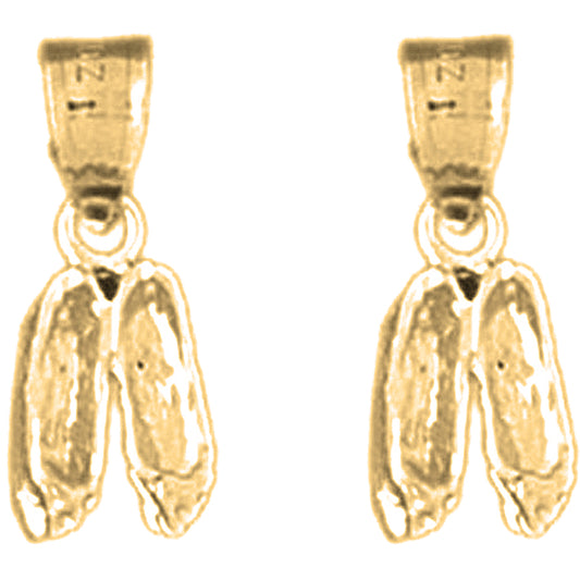 14K or 18K Gold 17mm Dance Shoes Earrings